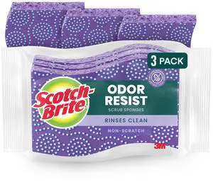 Scotch-Brite Odor Resist Scrub Sponges, Non-Scratch, Rinses Clean, 3 Pack Scotch-Brite Odor Resist Scrub Sponges, Non-Scratch, Rinses Clean, 3 Pack