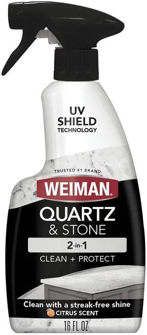 Weiman 2-in-1 Quartz & Stone Countertop Cleaning Spray, Citrus Scent with UV Protection, 16 fl oz Weiman 2-in-1 Quartz & Stone Countertop Cleaning Spray, Citrus Scent with UV Protection, 16 fl oz