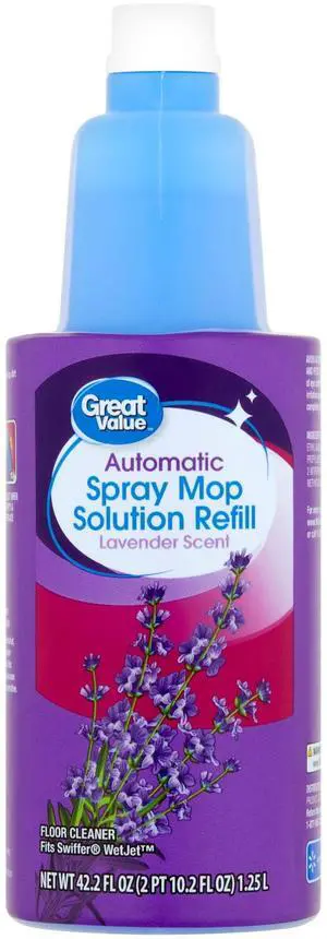 Great Value Auto Spray Mop Floor Cleaning Solution Refill, 42 fl oz Lavender Scent, 1 Count Great Value Auto Spray Mop Floor Cleaning Solution Refill, 42 fl oz Lavender Scent, 1 Count