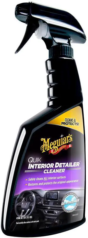 Meguiar's Quik Interior Detailer Cleaner, Quick Detailer Spray Cleans and Refresh Car Interiors, Use on Plastics, Leather & Rubber, Dashboards, Trim in Cars, Trucks & SUVs - 16 fl oz Spray Bottle Meguiar's Quik Interior Detailer Cleaner, Quick Detailer Spray Cleans and Refresh Car Interiors, Use on Plastics, Leather & Rubber, Dashboards, Trim in Cars, Trucks & SUVs - 16 fl oz Spray Bottle
