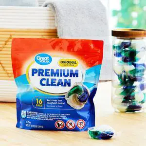 Great Value Premium Clean Laundry Pacs Original Scent, 16 Count Great Value Premium Clean Laundry Pacs Original Scent, 16 Count