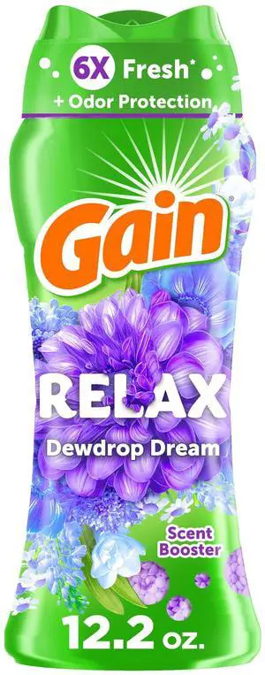 Gain In-Wash Laundry Scent Booster Beads, Relax, Dewdrop Dream, 12.2 oz Gain In-Wash Laundry Scent Booster Beads, Relax, Dewdrop Dream, 12.2 oz