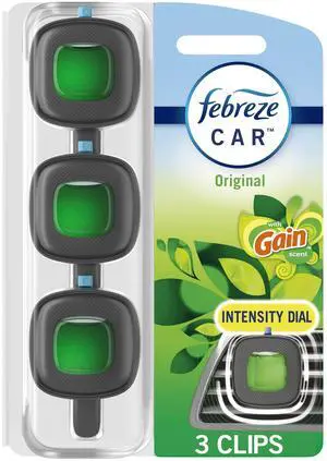 Febreze Car Air Freshener, Odor-Fighting Car Vent Clip, Gain Original, 3 Count Febreze Car Air Freshener, Odor-Fighting Car Vent Clip, Gain Original, 3 Count