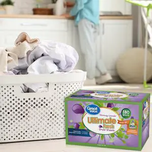 Great Value Ultimate Fresh Dryer Sheets, Blooming Lavender, 180 Count, Compare to Gain® Great Value Ultimate Fresh Dryer Sheets, Blooming Lavender, 180 Count, Compare to Gain®