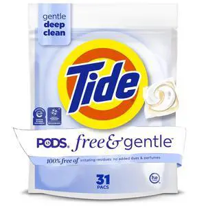 Tide PODS Laundry Detergent Soap Pacs, Free and Gentle, Hypoallergenic, Unscented, 31 Count Tide PODS Laundry Detergent Soap Pacs, Free and Gentle, Hypoallergenic, Unscented, 31 Count