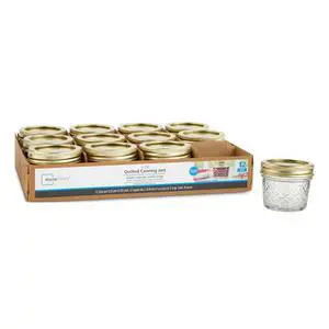 Mainstays 4 oz Mason Jars, Regular Mouth Quilted Canning Jars with Lids and Rings, 12-Pack Mini Glass Jars for Home Canning and Gifting Mainstays 4 oz Mason Jars, Regular Mouth Quilted Canning Jars with Lids and Rings, 12-Pack Mini Glass Jars for Home Canning and Gifting