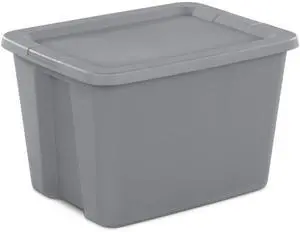 Sterilite 18 Gallon Large Storage Bin, Plastic Storage Container with Snap-On Lid, Gray Sterilite 18 Gallon Large Storage Bin, Plastic Storage Container with Snap-On Lid, Gray