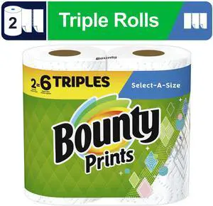 Bounty Paper Towels Select-a-Size, 2 Triple Rolls, Print Bounty Paper Towels Select-a-Size, 2 Triple Rolls, Print