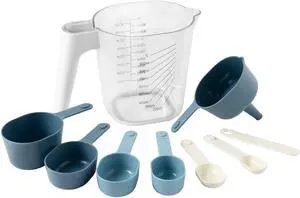 Mainstays 9-Piece Stackable Measuring Set Kitchen Tools for Cooking, 7.48" L, Blue Mainstays 9-Piece Stackable Measuring Set Kitchen Tools for Cooking, 7.48" L, Blue