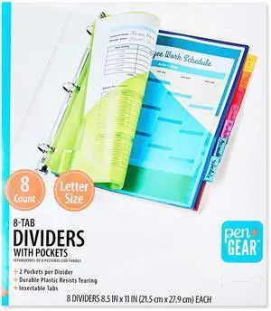 Pen+Gear Vibrant Color 8-Tab Dividers with Pockets Pen+Gear Vibrant Color 8-Tab Dividers with Pockets