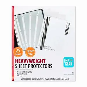 Pen+Gear Heavyweight Sheet Protectors, Clear, 9.25" x 11.22", 25 Count Pen+Gear Heavyweight Sheet Protectors, Clear, 9.25" x 11.22", 25 Count