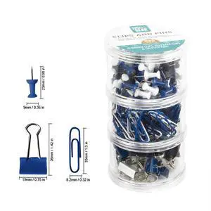Pen + Gear Clips and Pins Set, 295 Count, Assorted Color, Size (19mm, 33mm) Model 595466225 Pen + Gear Clips and Pins Set, 295 Count, Assorted Color, Size (19mm, 33mm) Model 595466225