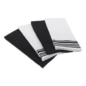 Mainstays 4-Pack 16 in x 26 in Woven Kitchen Towel Set, Black Mainstays 4-Pack 16 in x 26 in Woven Kitchen Towel Set, Black