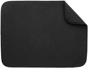 Mainstays Microfiber Dish Drying Mat, Reversible Quick-Dry Kitchen Countertop Mat, Black Mainstays Microfiber Dish Drying Mat, Reversible Quick-Dry Kitchen Countertop Mat, Black