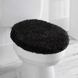 Mainstays Basic Polyester Toilet Lid Cover, Black, 19" x 22" Mainstays Basic Polyester Toilet Lid Cover, Black, 19" x 22"