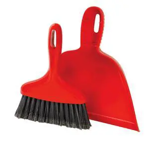 Libman Heavy Duty Whisk Broom Dustpan Combo with Red Handle and Black Fibers Libman Heavy Duty Whisk Broom Dustpan Combo with Red Handle and Black Fibers