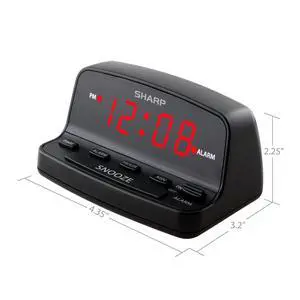 SHARP Digital Alarm Clock, Midnight Black, Easy to Set Keyboard Controls, Red LED Display SHARP Digital Alarm Clock, Midnight Black, Easy to Set Keyboard Controls, Red LED Display