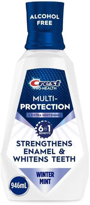 Crest Mouthwash, ProHealth Fluoride Mouthwash, AlcoholFree Mouth Rinse for Whitening, Winter Mint, 32 fl oz Crest Mouthwash, ProHealth Fluoride Mouthwash, AlcoholFree Mouth Rinse for Whitening, Winter Mint, 32 fl oz
