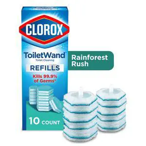 Clorox ToiletWand Disinfecting Brush Refills, Disposable Toilet Bowl Cleaner, Rainforest Rush, 10 Count Clorox ToiletWand Disinfecting Brush Refills, Disposable Toilet Bowl Cleaner, Rainforest Rush, 10 Count