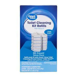 Great Value Toilet Cleaning Kit Refills with Bleach, Fresh Scent, 20 Count Great Value Toilet Cleaning Kit Refills with Bleach, Fresh Scent, 20 Count