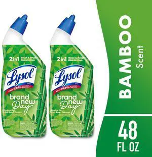 Lysol Toilet Bowl Cleaner Clinging Gel, Disinfecting Bathroom Cleaner and Toilet Bowl Stain Remover, Bamboo Scent, 24 fl oz (2 Pack) Lysol Toilet Bowl Cleaner Clinging Gel, Disinfecting Bathroom Cleaner and Toilet Bowl Stain Remover, Bamboo Scent, 24 fl oz (2 Pack)