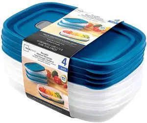 Mainstays Reusable Food Storage Container, Medium Rectangle, Plastic, 4-Pack, 4 Containers with Lids, 5.2 Cups, Ideal for Meal Planning Mainstays Reusable Food Storage Container, Medium Rectangle, Plastic, 4-Pack, 4 Containers with Lids, 5.2 Cups, Ideal for Meal Planning