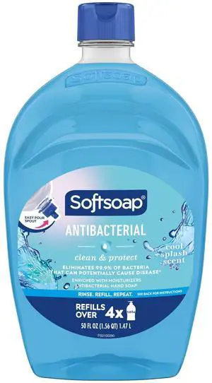 Softsoap Antibacterial Clean and Protect Liquid Hand Soap, Cool Splash Scent, 50 fl oz Softsoap Antibacterial Clean and Protect Liquid Hand Soap, Cool Splash Scent, 50 fl oz