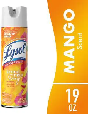 Lysol Brand New Day Disinfectant Spray, Sanitizing and Antibacterial Spray, Deodorizer, Mango & Hibiscus, 19 oz Lysol Brand New Day Disinfectant Spray, Sanitizing and Antibacterial Spray, Deodorizer, Mango & Hibiscus, 19 oz