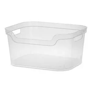 Mainstays Large Open Bin with Scoop Front, Clear Plastic Mainstays Large Open Bin with Scoop Front, Clear Plastic