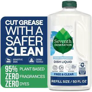 Seventh Generation Dish Soap Liquid, Fresh Free and Clear, 50 fl oz Refill Seventh Generation Dish Soap Liquid, Fresh Free and Clear, 50 fl oz Refill