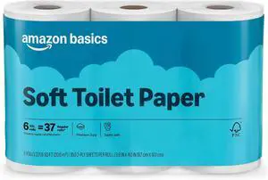 2-Ply Soft Toilet Paper, 6 Rolls, 350 Sheets per Roll, Equivalent to 37 Regular Rolls, Septic Safe 2-Ply Soft Toilet Paper, 6 Rolls, 350 Sheets per Roll, Equivalent to 37 Regular Rolls, Septic Safe