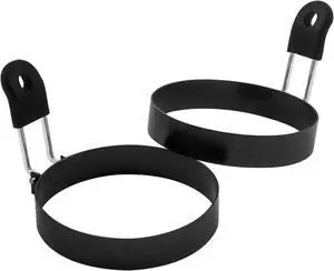 COTEY 3.5" Egg Rings Set of 2 with Silicone Handle, Large Ring for Frying Eggs, Round Mold for English Muffins - Griddle Cooking Shaper for Breakfast COTEY 3.5" Egg Rings Set of 2 with Silicone Handle, Large Ring for Frying Eggs, Round Mold for English Muffins - Griddle Cooking Shaper for Breakfast