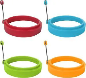 Food Grade Silicone Egg Rings, Multicolor, Egg Ring Molds for Cooking, Fried Egg Rings(4 Pack, 4 Inches) Food Grade Silicone Egg Rings, Multicolor, Egg Ring Molds for Cooking, Fried Egg Rings(4 Pack, 4 Inches)