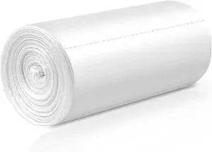 WAIKAS 8Gallon Flat Top Trash Bags, 1.12-mil, White, Unscented, 42Count WAIKAS 8Gallon Flat Top Trash Bags, 1.12-mil, White, Unscented, 42Count