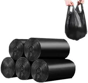100 Count 4 Gallon Small Black Trash Bags, Handles, Breakpoints, Durable PE, 46x60cm 100 Count 4 Gallon Small Black Trash Bags, Handles, Breakpoints, Durable PE, 46x60cm