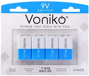 Voniko 9V Alkaline Batteries 4 Pack for Smoke Alarms Voniko 9V Alkaline Batteries 4 Pack for Smoke Alarms