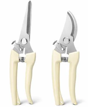 Ahoooot 2Pcs Professional Garden Pruning Shears, 1 Straight & 1 Curved, for Flowers Bonsai Fruits Picking Ahoooot 2Pcs Professional Garden Pruning Shears, 1 Straight & 1 Curved, for Flowers Bonsai Fruits Picking
