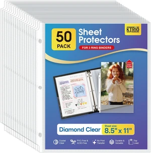 KTRIO Sheet Protectors 8.5 x 11 for 3 Ring Binder, 50 Pack KTRIO Sheet Protectors 8.5 x 11 for 3 Ring Binder, 50 Pack