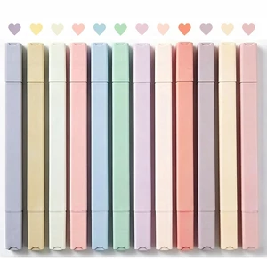 Konket 12-Pack Aesthetic Cute Bible Pastel Highlighters and Pens, No Bleed, Assorted Colors, Double-Ended Design for Office Journaling Supplies Konket 12-Pack Aesthetic Cute Bible Pastel Highlighters and Pens, No Bleed, Assorted Colors, Double-Ended Design for Office Journaling Supplies