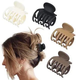 DEEKA Double Row Small Claw Hair Clips 4 Pack 1.6" Medium Matte Non-slip for Thin Short Hair Women and Girls DEEKA Double Row Small Claw Hair Clips 4 Pack 1.6" Medium Matte Non-slip for Thin Short Hair Women and Girls