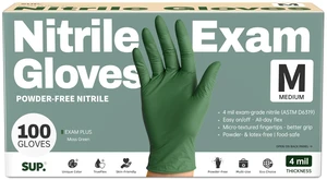 SUP Powder-Free Nitrile Exam Gloves, 100 Count, Food Safe Latex-Free Disposable, for Medical Lab Cooking Cleaning, Green SUP Powder-Free Nitrile Exam Gloves, 100 Count, Food Safe Latex-Free Disposable, for Medical Lab Cooking Cleaning, Green