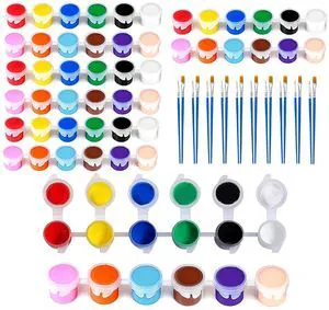 5 Packs Mini Acrylic Paint Set, 12 Colors Washable Paint Strips, 10 Brushes (5 Flat + 5 Pointed), 60 PCS Kids Paint Kits for Easter Eggs, Birthday, Classroom Party 5 Packs Mini Acrylic Paint Set, 12 Colors Washable Paint Strips, 10 Brushes (5 Flat + 5 Pointed), 60 PCS Kids Paint Kits for Easter Eggs, Birthday, Classroom Party