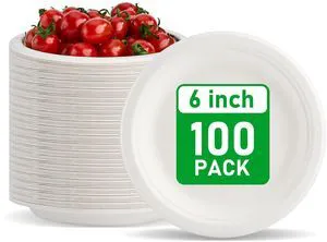 RACETOP Compostable Small Paper Plates 6 Inch 100 Pack RACETOP Compostable Small Paper Plates 6 Inch 100 Pack