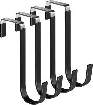 Single Over Door Steel Hooks 4 Pack Fit 1-3/8" Door 5.5" Black Single Over Door Steel Hooks 4 Pack Fit 1-3/8" Door 5.5" Black