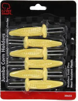 Chef Craft Jumbo Corn Holders (6 Pieces), Yellow, One Size, 20653 Chef Craft Jumbo Corn Holders (6 Pieces), Yellow, One Size, 20653
