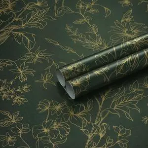Hopepak 43.9cm x 199.9cm Gold Green Floral Peel and Stick Wallpaper, Self-Adhesive Removable Waterproof Contact Paper, Vinyl Roll for Bedroom Living Room Bathroom Hopepak 43.9cm x 199.9cm Gold Green Floral Peel and Stick Wallpaper, Self-Adhesive Removable Waterproof Contact Paper, Vinyl Roll for Bedroom Living Room Bathroom