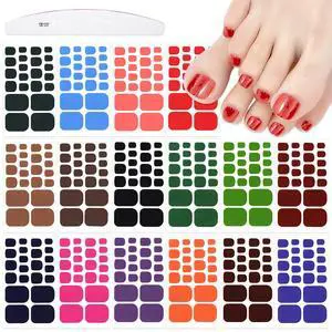 352Pcs 16Sheets Bright Solid Color Toe Nail Wraps Self-Adhesive Full Nail Stickers Colorful Nail Art Decals Strips with Nail File for Women Girls Nail Art 352Pcs 16Sheets Bright Solid Color Toe Nail Wraps Self-Adhesive Full Nail Stickers Colorful Nail Art Decals Strips with Nail File for Women Girls Nail Art