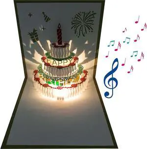 3D Pop-up Birthday Card with Warm Color LED Lights and Music, 1 Pack, for Mom, Wife, Sister, Friend, Boy, Girl 3D Pop-up Birthday Card with Warm Color LED Lights and Music, 1 Pack, for Mom, Wife, Sister, Friend, Boy, Girl