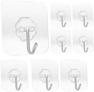 33lb 15kg Heavy Duty Adhesive Hooks Waterproof Oil-Proof Reusable Seamless Wall Hooks for Kitchen Bathroom Office, Clear Small 8-Pack 33lb 15kg Heavy Duty Adhesive Hooks Waterproof Oil-Proof Reusable Seamless Wall Hooks for Kitchen Bathroom Office, Clear Small 8-Pack
