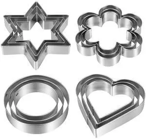 12-Piece Stainless Steel Cookie Cutter Set, 3 Heart, 3 Star, 3 Flower, 3 Round Cookie Cutters 12-Piece Stainless Steel Cookie Cutter Set, 3 Heart, 3 Star, 3 Flower, 3 Round Cookie Cutters